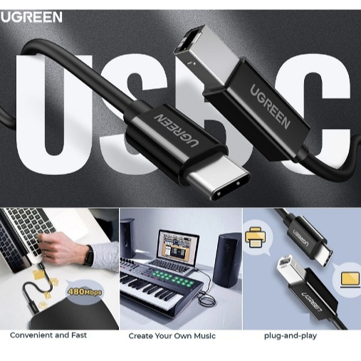 Ugreen Kabel Printer USB Type C Suport All Printer Scaner