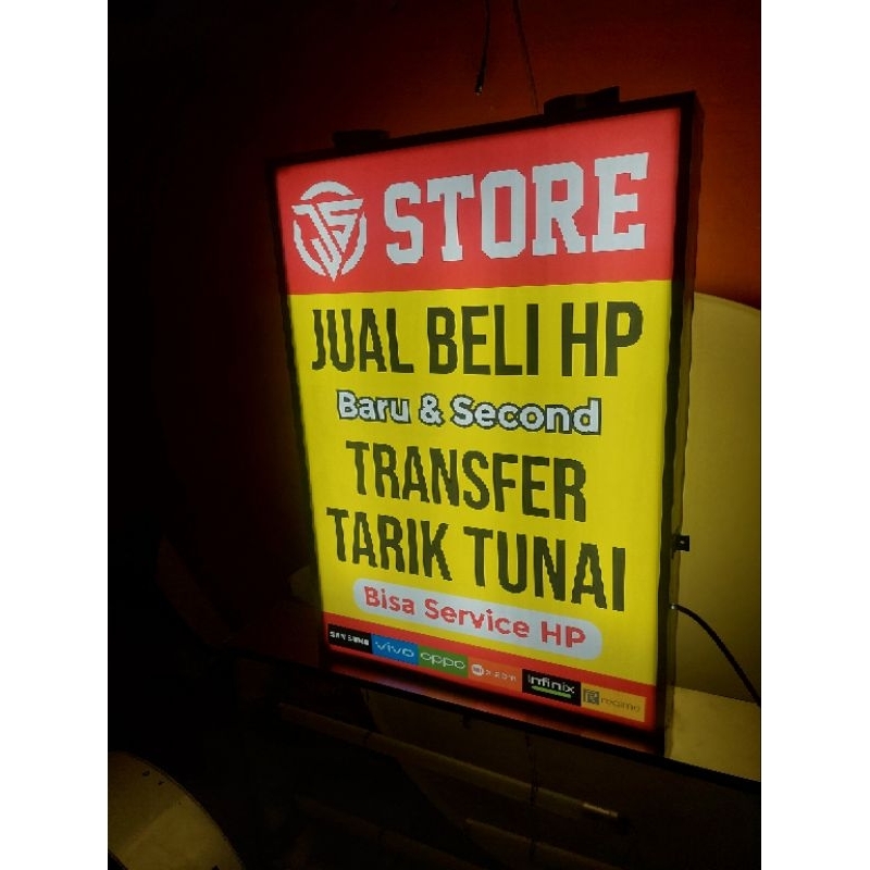 PLANG NAMA TOKO (NEON BOX) CUSTOM 2 SISI 80X90 CM FREE DESAIN SESUAI KEINGINAN