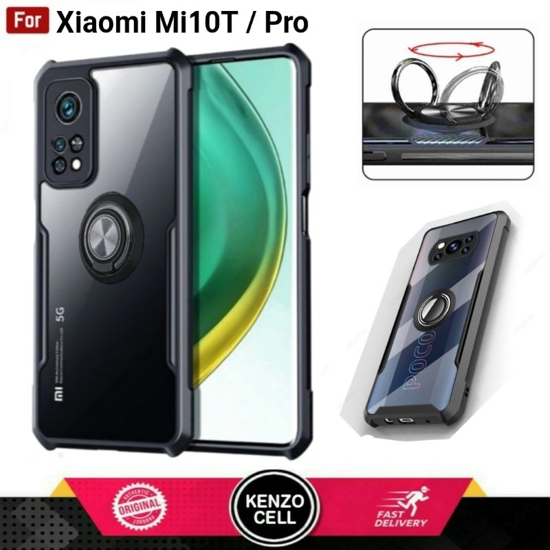 Xiaomi Mi10T Pro - Mi 10T Case Ring Armor Clear Bening I Ring Stand Softcase Casing Cover Bening Mi 