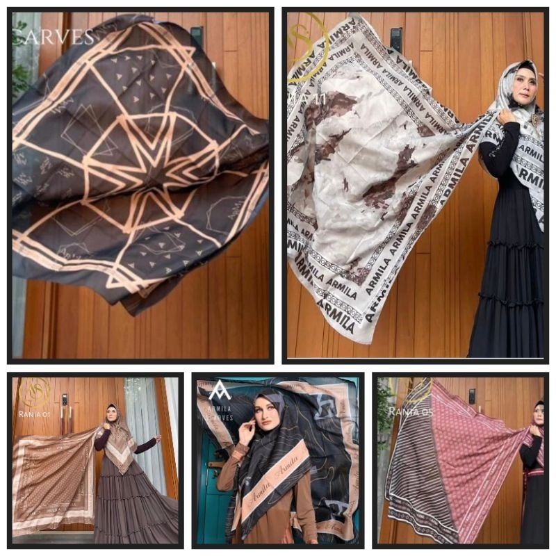 Hijab Segiempat Motif Ala Armila Bahan Voal Lasercut Terbaru Premium / Hijab Segiempat Motif Tulisan