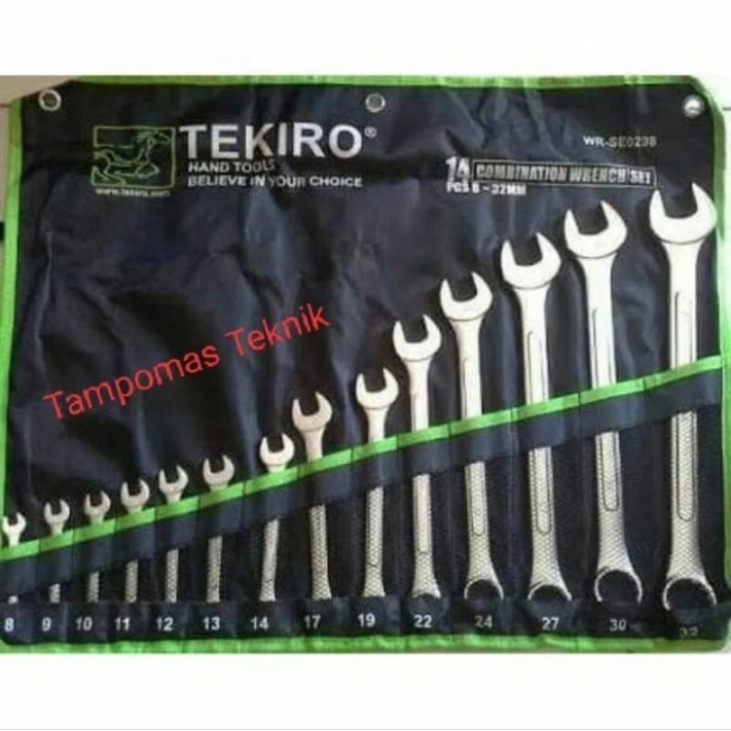 TEKIRO Kunci Ring Pas Set 14pcs 8-32 mm Combination Wrench Ring Pas Tekiro Original