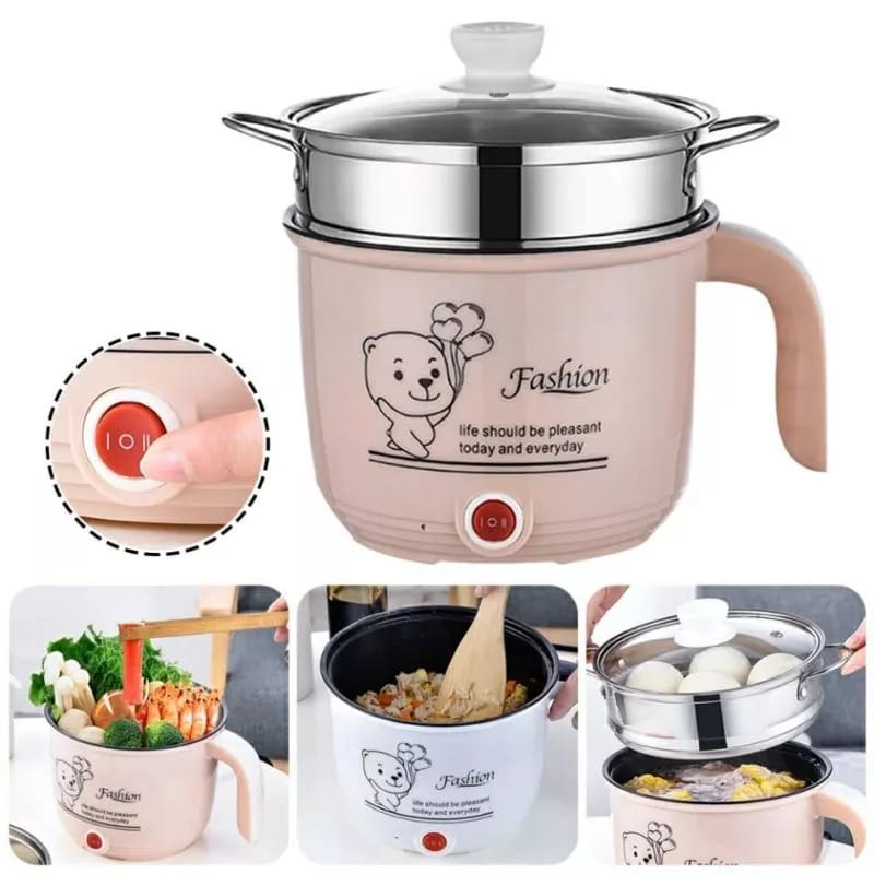 Panci Listrik Mini | Electric Pot Serbaguna Dengan Kukusan Stainless Steel Teflon Elektrik Termurah