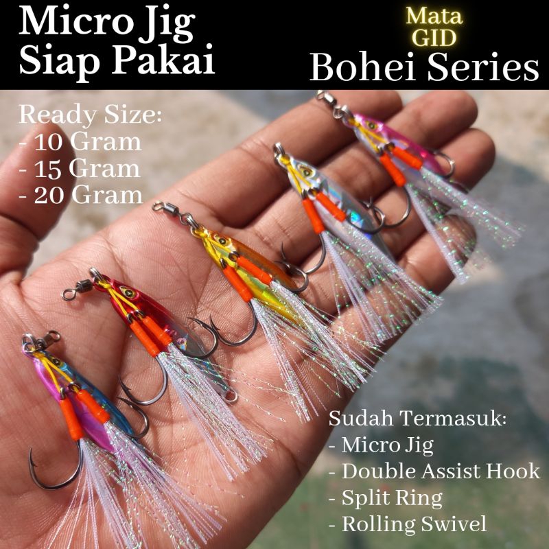 Umpan Pancing Micro Jig Siap Pakai 10gr 15gr 20gr Jig Bohei