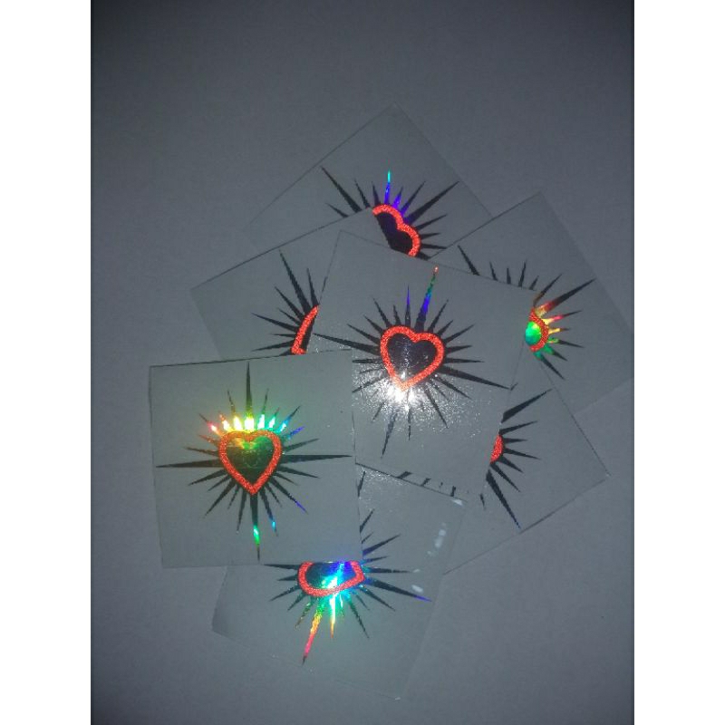 

sticker psht hati bersinar hologram dan reflektif desain terbaru