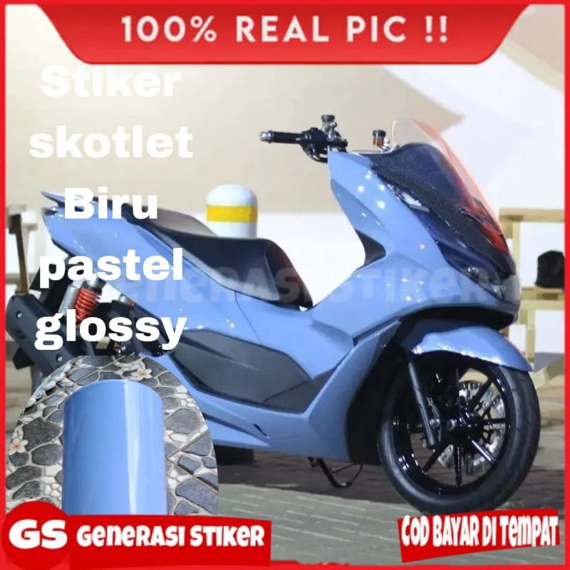 Skotlet Stiker Biru Muda Pastel Glossy Scotlite Ice Blue Pastel Sekotlet Sticker Motor Biru Langit