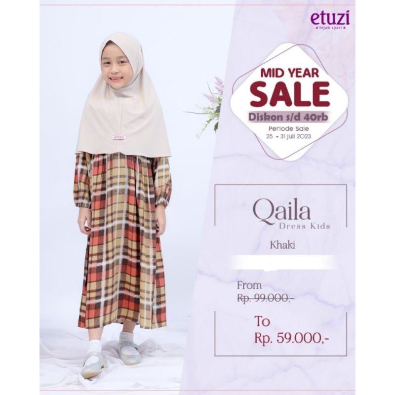 SALE Attin Etuzi-Dress Qaila original attin-Dress kids-Dress anak-Gamis anak-Gamis daily anak adem n