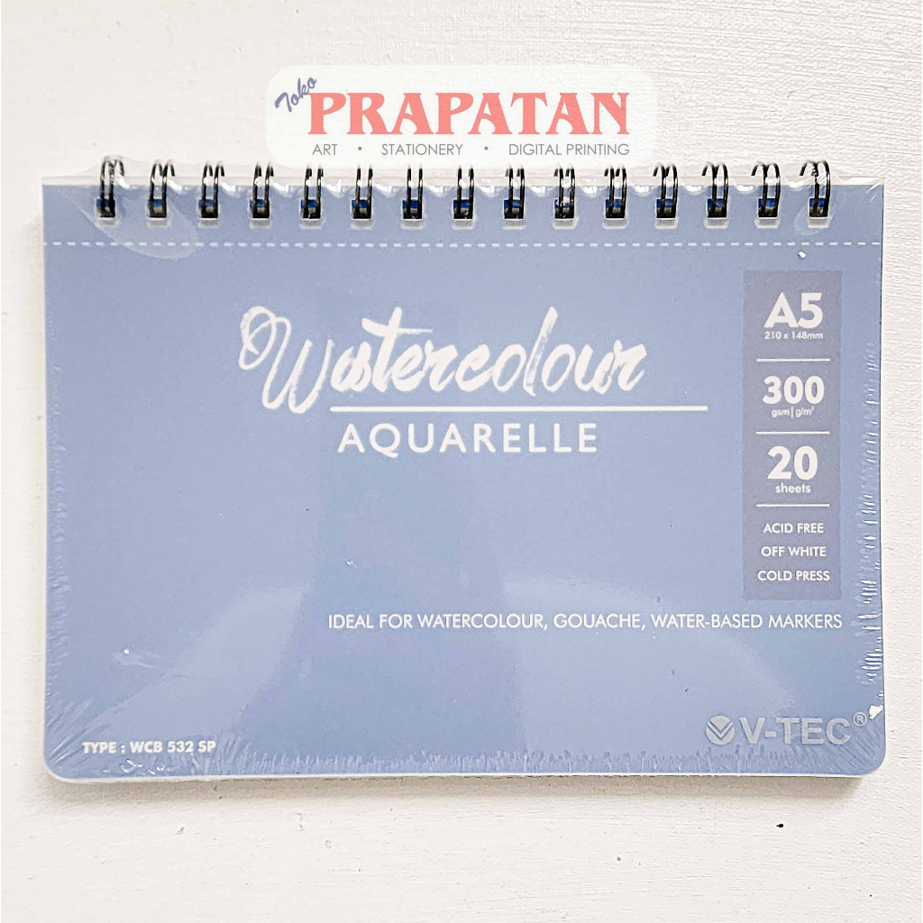

V-TEC Spiral Watercolor Book Pad A5 | Buku Cat Air