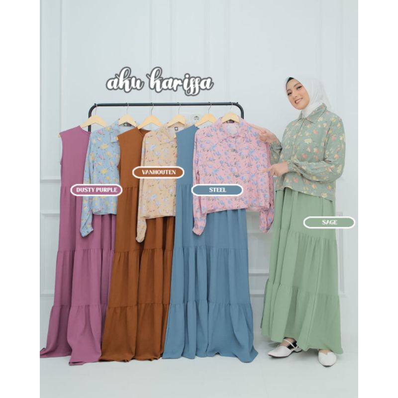 Gamis Dress Set Blazer Gamis set Rompi Gamis Set Polos CRINGKEL Gamis Remaja Model Terbaru Kekinian 