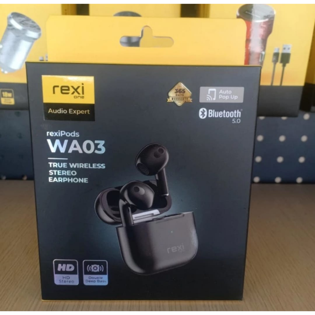 REXI EARPHONE WIRELESS TWS PRO WA03 BLACK / WA03-PRO-HITAM