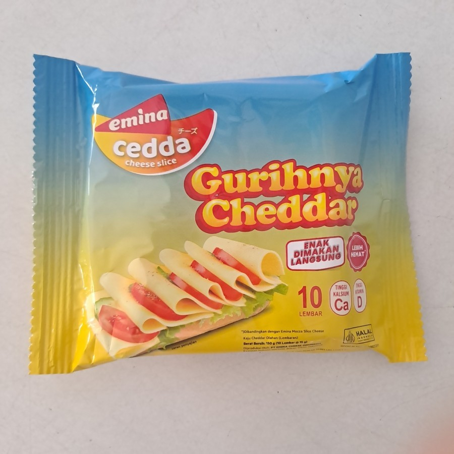 

Keju Emina Cedda Slice Cheese Cheddar Irisan isi 10 lbr