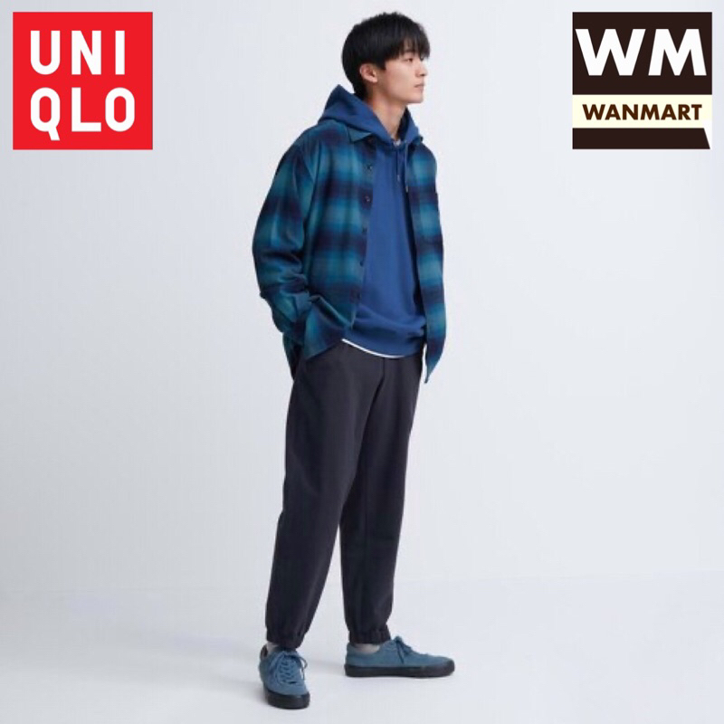 UNIQLO Men Pants Celana Panjang Jogger Pria Jersey Washed Navy