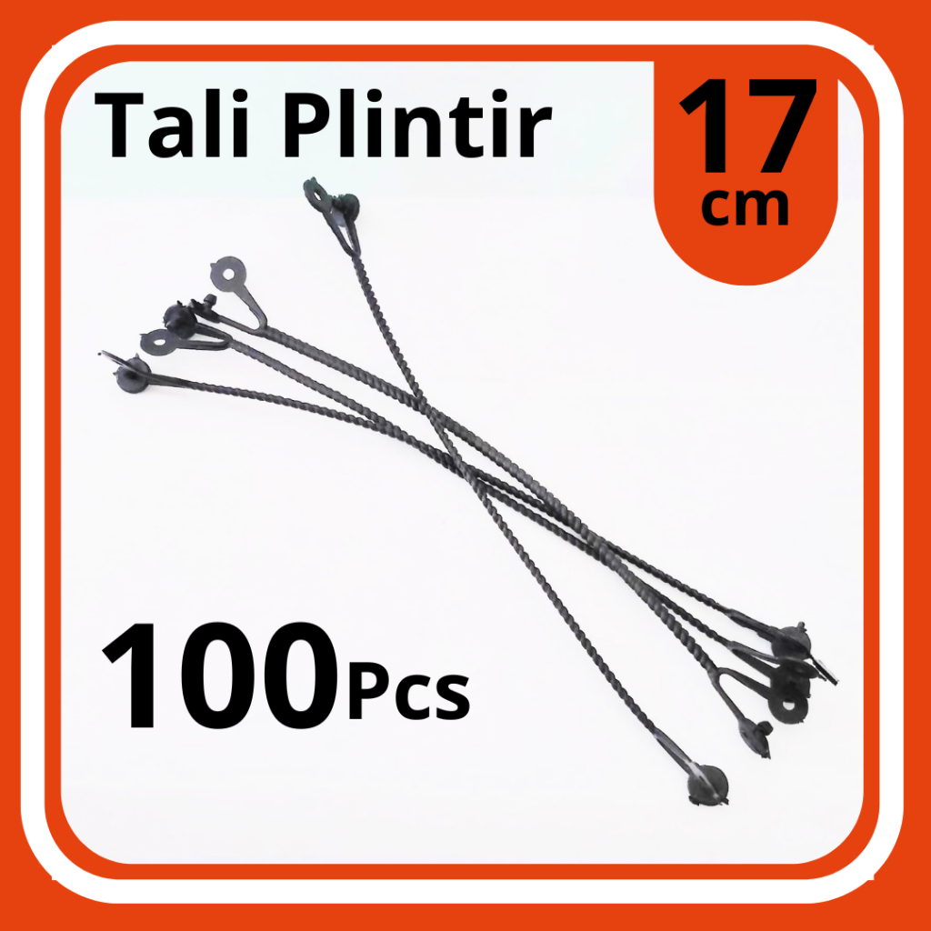 Tali Plintir Plastik Panjang 17 cm Hitam dan Putih Gantungan Plintir Tali Souvenir Ultah Tali Jinjin