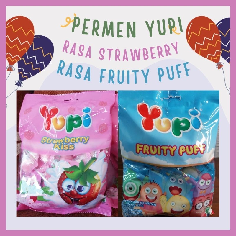 

Permen YUPI Rasa Strawberry Kiss, Mango Juice Dan Fruity Puff 120 gram