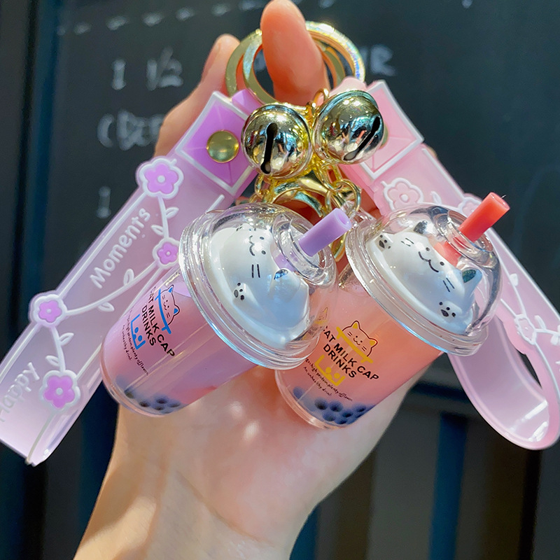 Berkah_Seratus Gantungan Kunci Cat Milk Cap Aksen Pasir Glitter Cair Kunci Mobil Liontin Pasangan