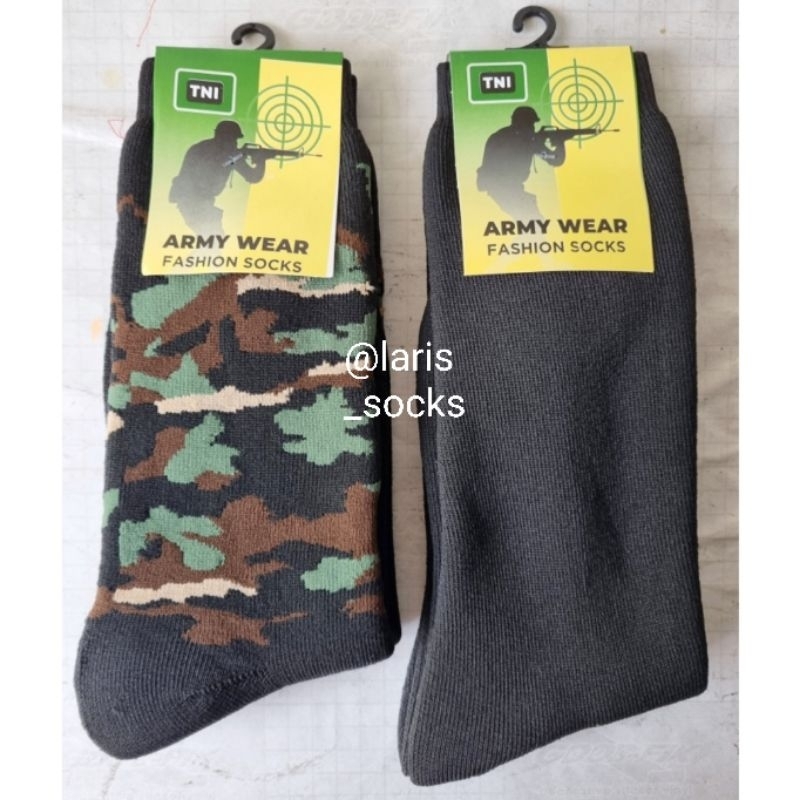(6 PASANG) Kaos Kaki Army Loreng/Hitam Tebal