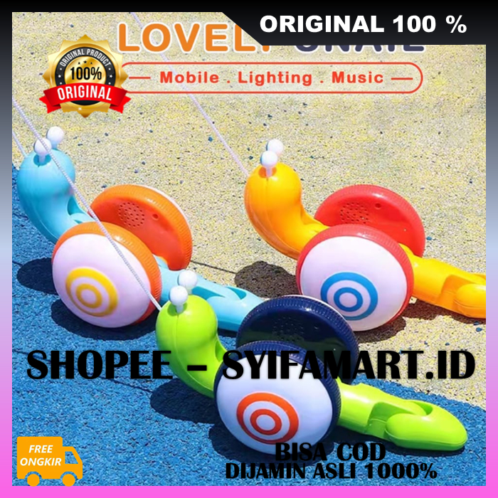 Mainan Siput Goyang Berjalan Lampu Musik Mainan Tarik Siput Mainan Anak Siput Goyang 100% ORIGINAL