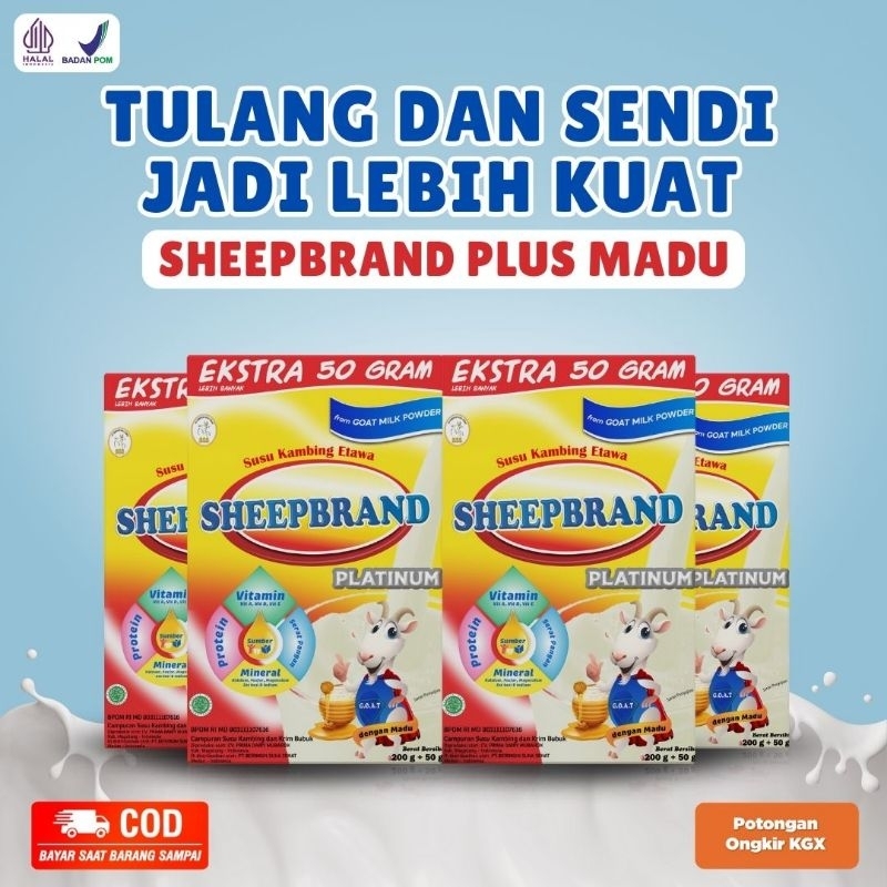 

4 BOX SHEEPBRAND SUSU KAMBING ETAWA BUBUK ORIGINAL PLUS MADU MURAH ATASI NYERI LUTUT TULANG SENDI ASAM URAT BATUK MENAHUN ASMA PARU-PARU