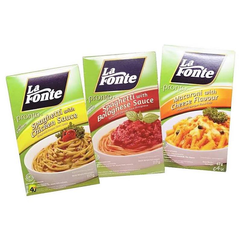 

La Fonte Pronto Spaghetti Macaroni Cheese Instan 117 Gram