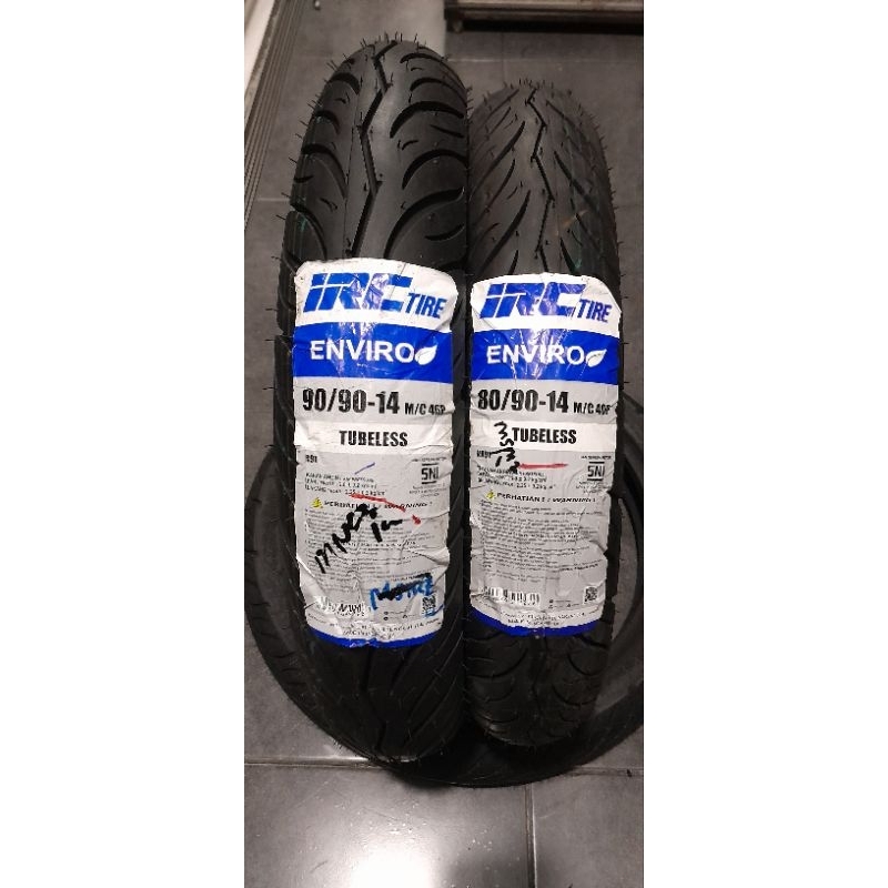 PAKET BAN SEPASANG IRC ENVIRO 80/90-14 & 90/90-14 TUBELESS