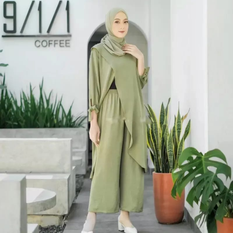 MADINA SET TUNIK ONE SET CRINKLE AIRFLOW JUMBO // SETELAN TUNIK TANGAN BALON // MADINA TUNIK ONE SET