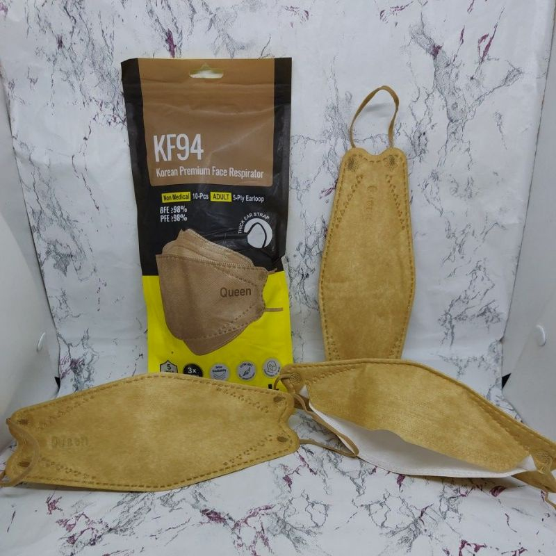 Masker Kf94 Queen Mask Warna Gold Apricot Isi 10 Pcs Earloop