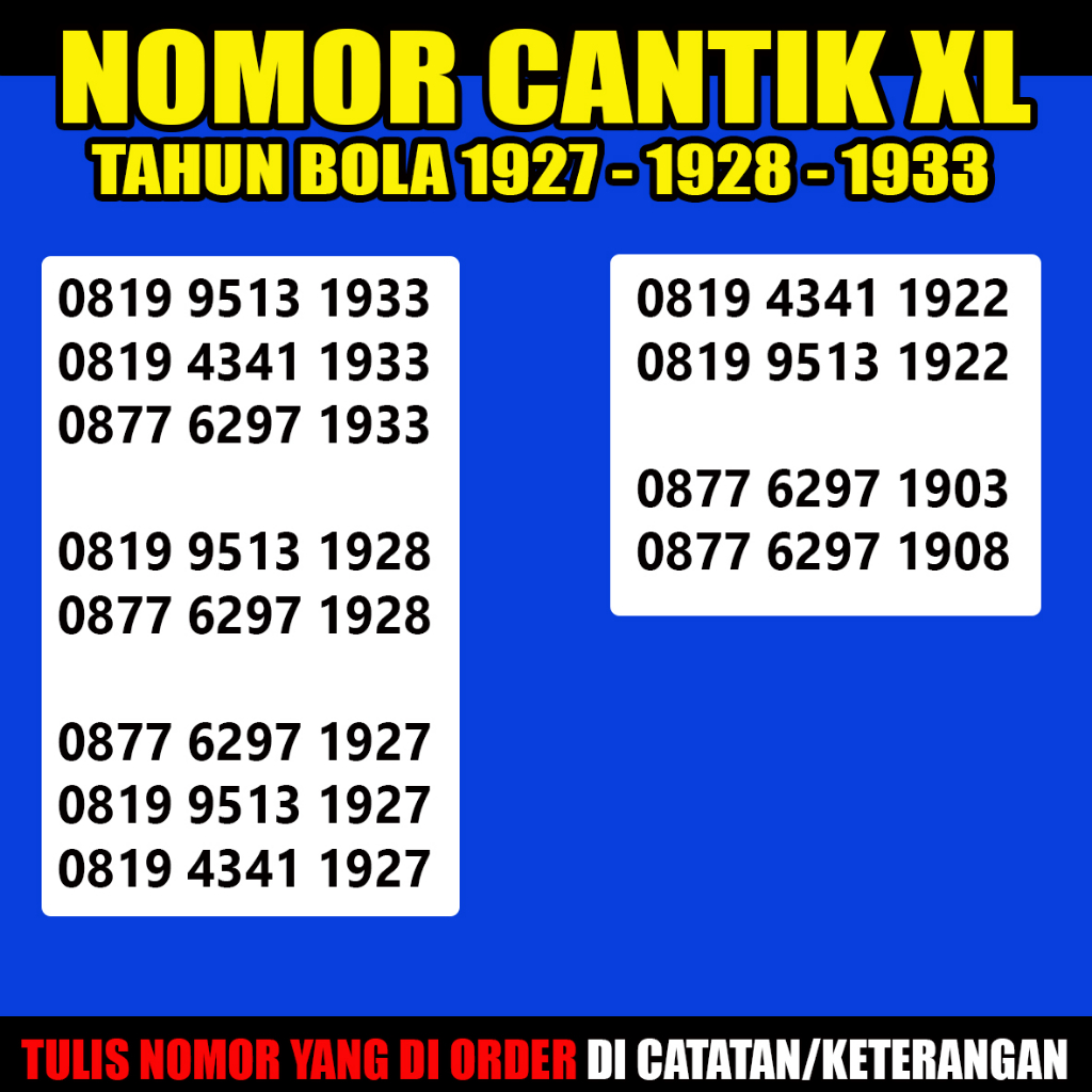 NOMOR CANTIK XL TRIPLE 111 222 333 444 555 666