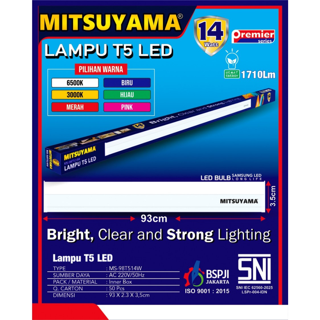 LAMPU T5 LED 90 CM 14 WATT PINK MITSUYAMA LAMPU T5 LED LAMPU TUBE LED