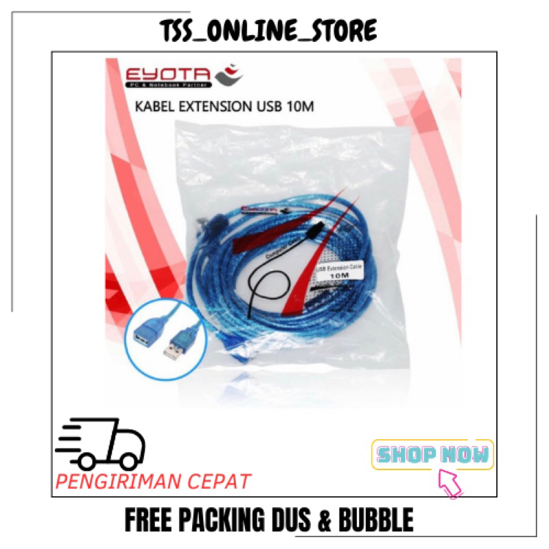 EYOTA KABEL USB EXTENSION 3 METER / KABEL USB MALE TO USB FEMALE 3 METER / KABEL USB PERPANJANGAN