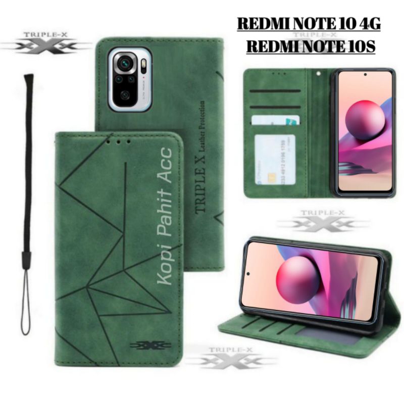 Case Redmi Note 10 Note 10S Flip Cover Wallet Sarung Hp Casing Dompet Flip Magnet