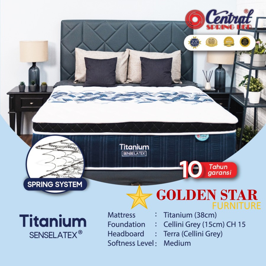 Kasur LATEX Central Gold Titanium Spring bed 160/180/200 springbed