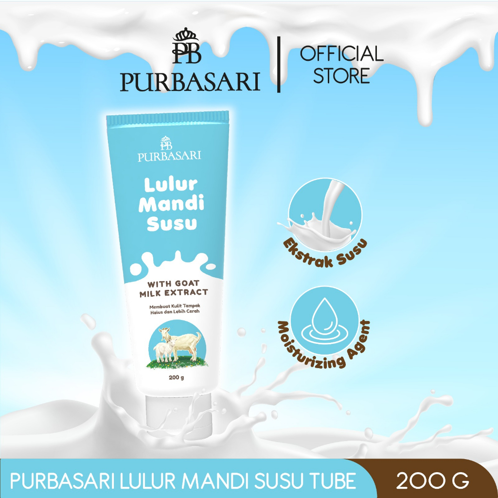 Purbasari Lulur Mandi Susu Kambing Tube 200 gr / Lulur Pemutih Whitening Pencerah / Lulur pelembab