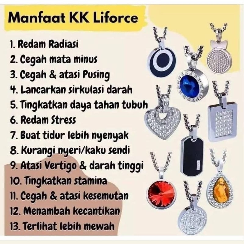 KK LIFORCE Kalung Gelang Kkliforce Liontin Terapi Kesehatan Anti Radiasi Original 100% Pria Wanita P