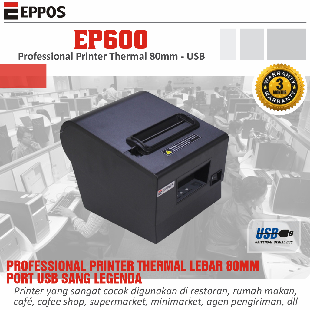 Printer Thermal EPPOS EP600 80mm Auto Cutter USB - Berkualitas