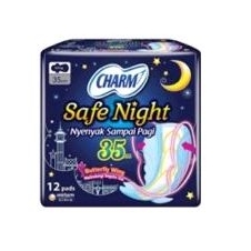 Charm Pembalut Safe night , panjang 35cm , isi 12's