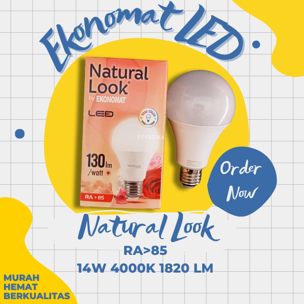 LAMPU LED NATURAL LOOK 14W 4000K 1820LM RA 85 - MURAH - HEMAT - TERANG