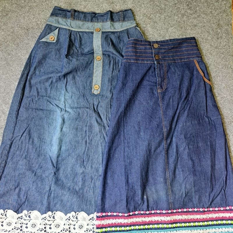 skirt rok panjang jeans preloved