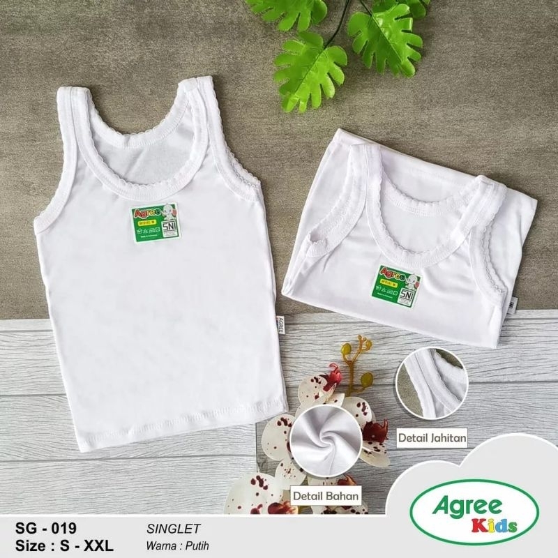 Isi 3pcs Kaos Dalam Agree SF 019 Singlet Anak Perempuan Laki-laki