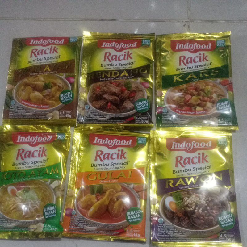 

Bumbu racik basah Kare OPOR AYAM RENDANG SOTO GULAI RAWON 45g INDOFOOD