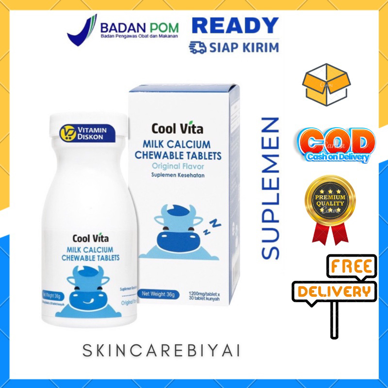 COOLVITA MILK CALCIUM CHEWABLE ORIGINAL FLAVOR ISI 30 TABLETS | PENINGGI BADAN