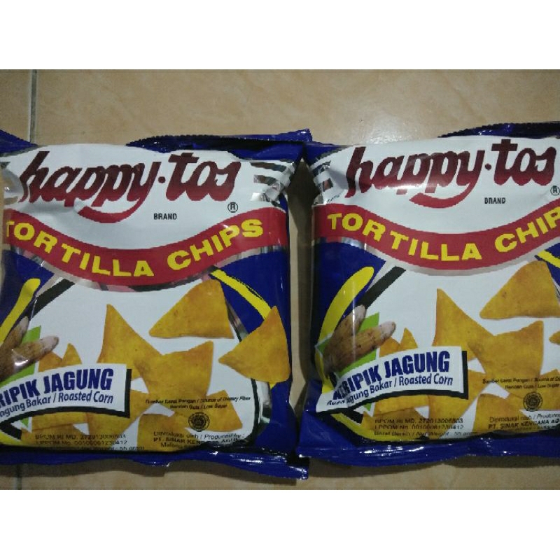 

happytos tortilla chips 55g/ happytos/ hepitos biru/ snack rasa jagung/ jajan hepitos