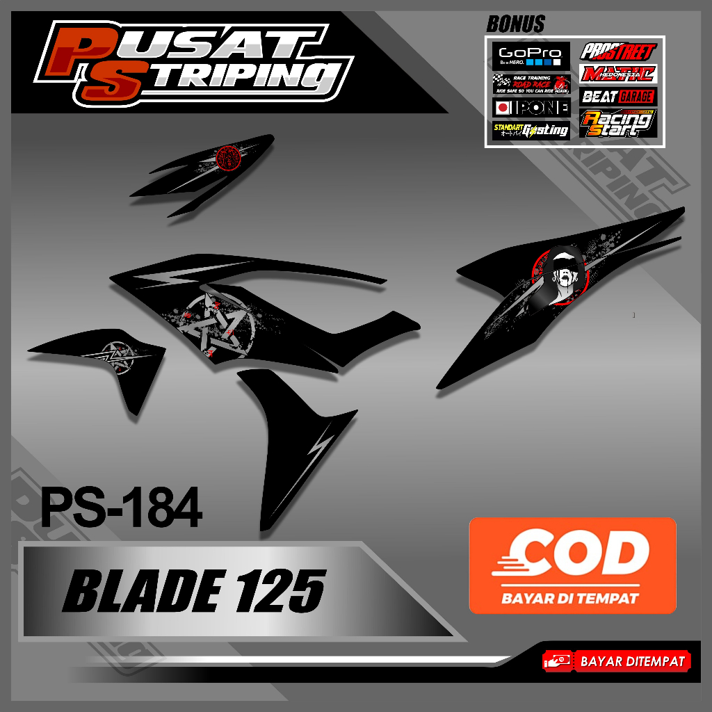 (PS-185) Striping Transparan List Variasi Blade 110 - Sticker Striping Motor Blade 110 SemiFull Moti