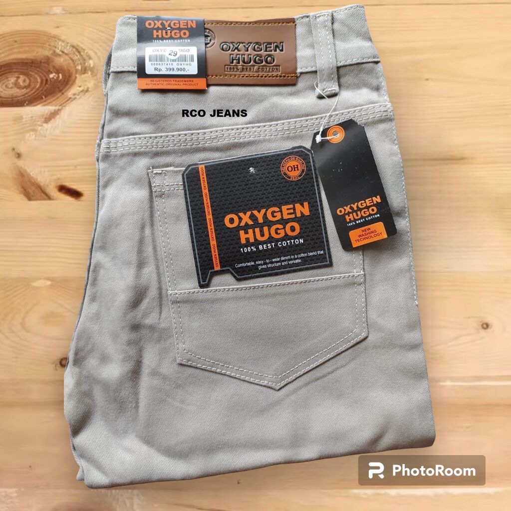 Celana jeans panjang pensil pria coklat moca bahan 100% jeans