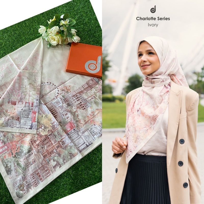 Hijab Segiempat Deenay Charlotte Ivory