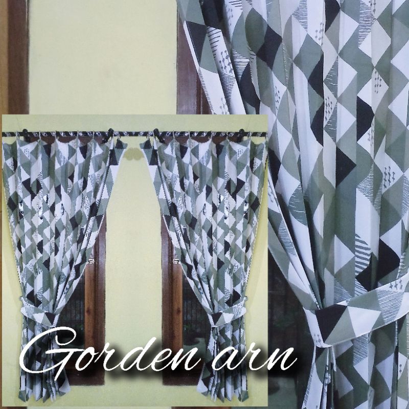 Gorden Jendela Plisket Aesthetic Satin Piramid Semi Blackout Hordeng Motif Segitiga Cantolan Kawat S