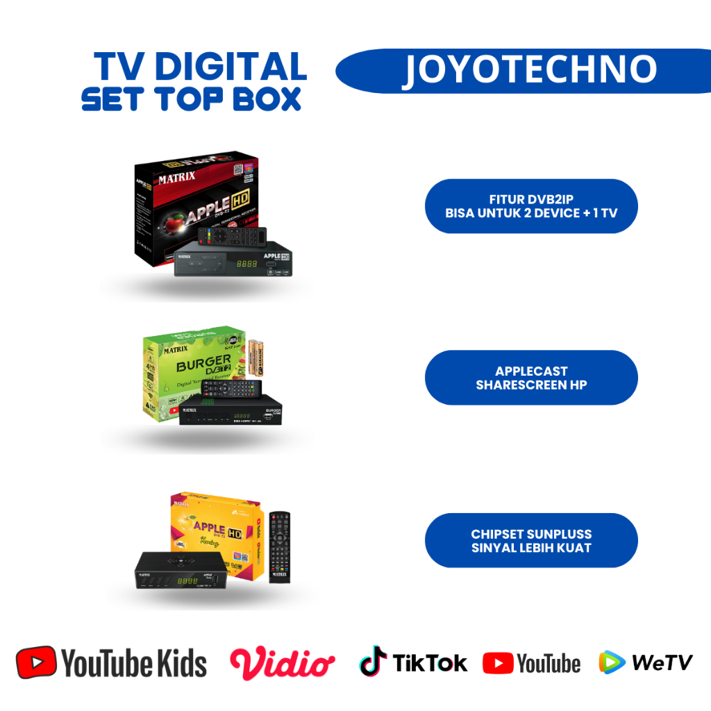 Matrix Set Top Box TV Digital untuk TV Tabung dan TV LED semua merk Bisa Youtube Lengkap