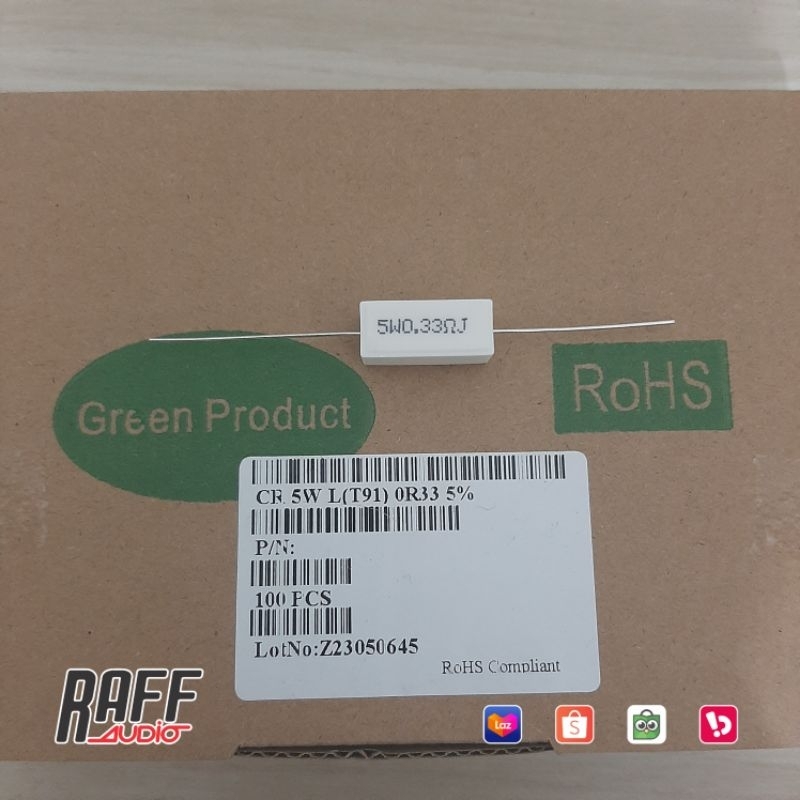 Resistor Kapur 0.33 ohm 5 watt Taiwan