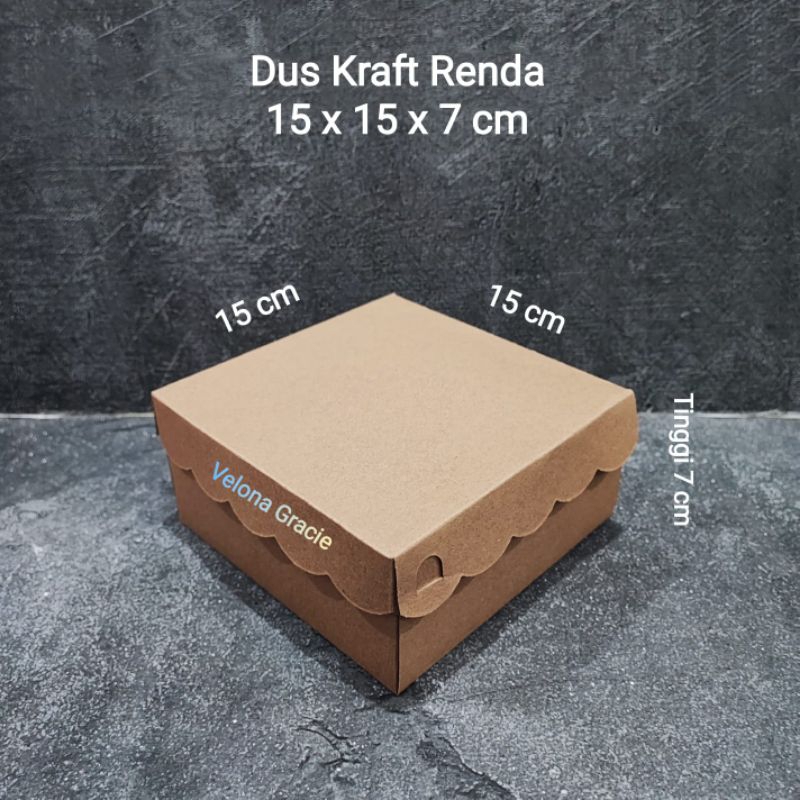 Dus Kraft 15x15 Renda isi 50 pcs Kotak Kue Snack Box Coklat non lami