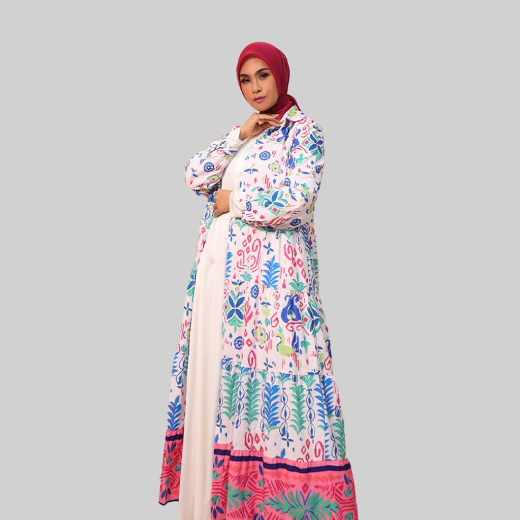 Basic Dress Gamis Thara Printing - Gaun Gamis Sederhana dengan Bahan Katun Nasyta