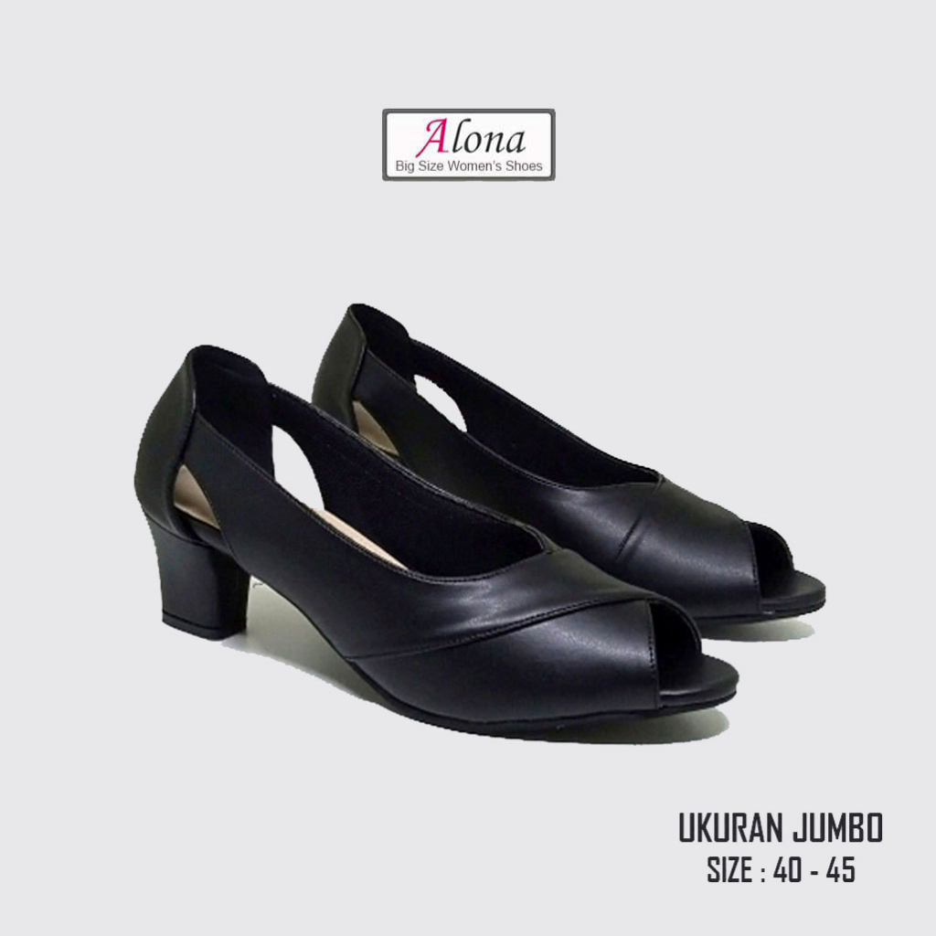 COD Sepatu heels pantofel slip on formal ngantor wanita ukuran jumbo 41 42 43 44 45
