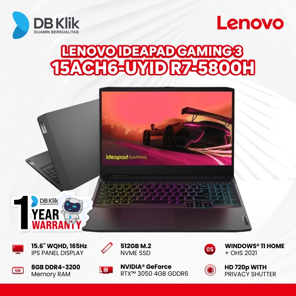 Notebook Lenovo IP Gaming3 15ACH6-UYID R7-5800H 8/512G Rtx3050 W11+Ohs